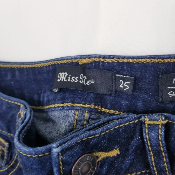 Miss Me Mid Rise Super Skinny Wms Jeans Size 25 Blue Dark Denim Simple FLAW - Picture 6 of 13